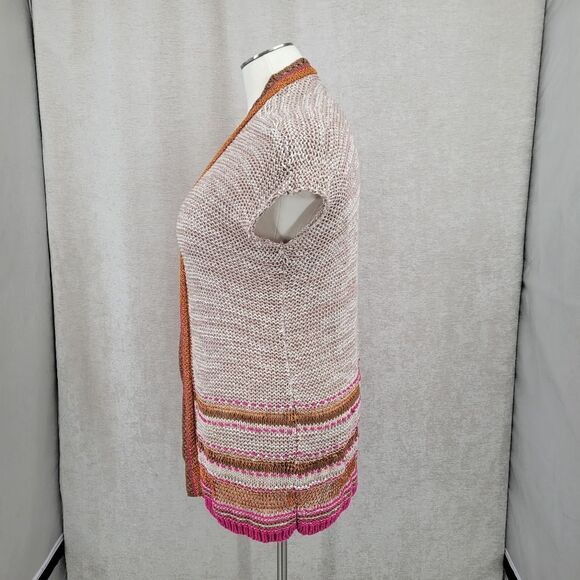 Chico's Color Pop Multicolor Knit Longline Cardigan Orange Pink Plus Size - Picture 10 of 16